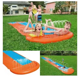 Richtots Premium 16ft Inflatable Water Splash Lawn Slide, Outdoor Double Lane Water Slip for Kids & Sprinkler Backyards Garden Waterslip Racing Lanes and Pool Slide (16 ft × 4.6 ft) image 3