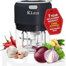 Rico Japanese Technology Wireless Mini Electric Chopper | 1 Year Replacement Warranty | Unbreakable Bowl | One Touch Operation | 10 Seconds for Mincing Garlic, Ginger, Onion, Vegetable, Meat - 250 ML-image-22