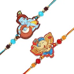 riddhika ventures Stylish Kids Rakhi Bracelet (Set of 2) with Roli Chawal and Greeting Card (P11P12)-picture-18