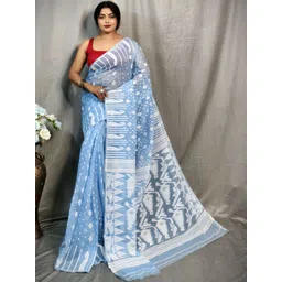 RIDDHIMAN FASHION Woven Design Pure Cotton Jamdani Saree-picture-36