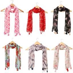 riddle needle Floral Print Chiffon Women Multicolor Scarf, Fancy Scarf, Stole-picture-47