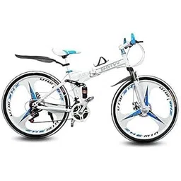 RIDERIGHT B.M.W Foldable Cycle for Men with 21 Gear, Folding Bicycle with Dual Disk Break and Dual Suspension 26Inch (White)-picture-19
