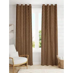 RIDHAAN Beige 2 Pieces Zig Zag Embellished Room Darkening Long Door Curtain-picture-10