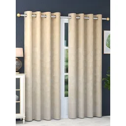 RIDHAAN Cream-Coloured 2 Pcs Floral Room Darkening Window Curtains-picture-41