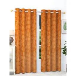 RIDHAAN Gold-Toned 2 Pieces Floral Room Darkening Velvet Long Door Curtain-picture-11