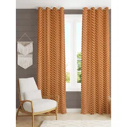 RIDHAAN Gold-Toned 2 Pieces Zig Zag Embellished Room Darkening Long Door Curtain-picture-20
