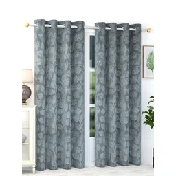 RIDHAAN Grey 2 Pieces Floral Room Darkening Velvet Door Curtain-picture-26
