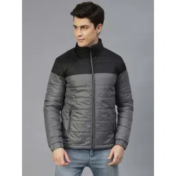 Rigo Black & Grey Regular Fit Puffer Jacket-image-41