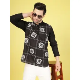 Rigo Black Cotton Regular Fit Embroidered Shirts-picture-22