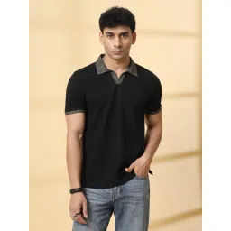 Rigo Black Cotton Solid Polo T-Shirt-picture-21