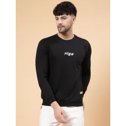 Rigo Black Regular Fit Logo Print Round Neck Sweatshirt-picture-25