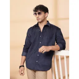 Rigo Blue Blended Relaxed Fit Solid Shirts-image-0