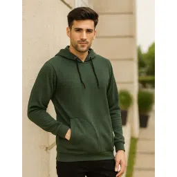 Rigo Bottle Green Fleece Solid Regular Fit Sweatshirt-picture-43