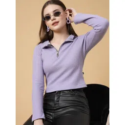 rigo Casual Regular Sleeves Solid Women Purple Top-picture-15