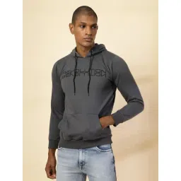 Rigo Dark Grey Cotton Regular Fit Printed Hooded Sweatshirt-picture-18