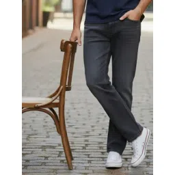 Rigo Dark Grey Straight Fit Solid Jeans image 4