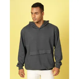 Rigo Grey Cotton Loose Fit Printed Hooded Sweatshirt image 1