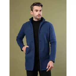 Rigo Ink Blue Cotton Regular fit Coat-image-37