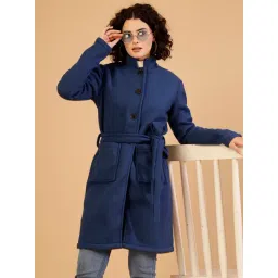 Rigo Ink Blue Solid Long Sleeves Polar Overcoat-picture-23