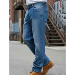 Rigo Light Blue Straight Fit Solid Jeans image 4