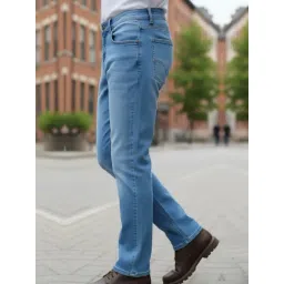 Rigo Light Blue Straight Fit Solid Jeans image 4