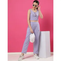 Rigo Light Purple Pure Cotton Printed Regular Fit Mid Rise Co-Ords Set-picture-19