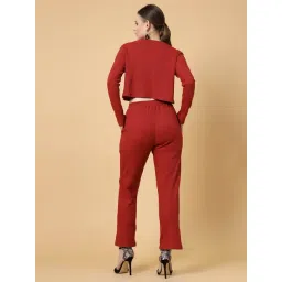 Rigo Maroon Pure Cotton Solid Regular Fit Mid Rise Co-Ords Set image 2