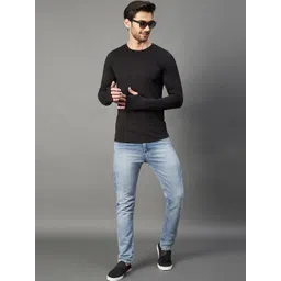 Rigo Men Black Cotton Thumbhole Casual T-shirt-picture-12