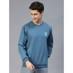 Rigo Men Blue Printed Fleece Sweatshirt image 3