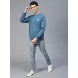 Rigo Men Blue Printed Fleece Sweatshirt image 5