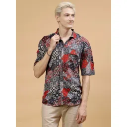 Rigo Men Blue Red Paisley Print Shirt-image-42