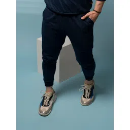 Rigo Men Navy Blue Solid Terry Cotton Joggers-picture-17