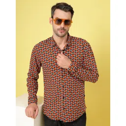 Rigo Men Premium Spread Collar Geometric Printed Casual Shirt-picture-14
