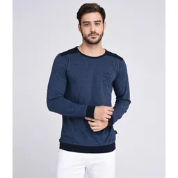 rigo Men Printed Round Neck Pure Cotton Dark Blue T-Shirt-picture-11