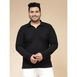 rigo Men Solid Polo Neck Pure Cotton Black T-Shirt-picture-13