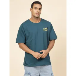 Rigo Men Teal Terry Oversized Printed T-shirt-picture-20
