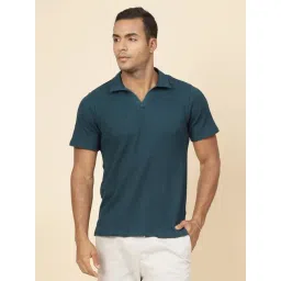 Rigo Men Teal Waffle Polo T-Shirt-picture-40
