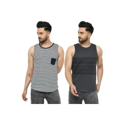 Rigo Men's Multi-Coloured Cotton Sleeveless Slim Fit T-Shirt - Pack of 2-picture-14