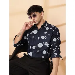 Rigo Navy Blue Rayon Regular Fit Floral Shirts-picture-29