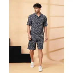 Rigo Navy Blue Rayon Regular Fit Printed Co-Ords Set-picture-40