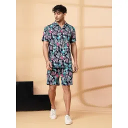 Rigo Navy Blue Rayon Regular Fit Printed Co-Ords Set-image-36