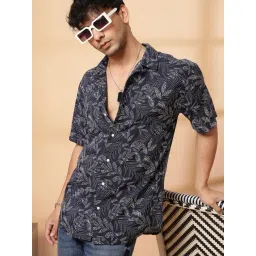 Rigo Navy Blue Rayon Regular Fit Printed Shirts-picture-11