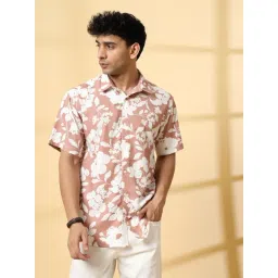 Rigo Peach & White Rayon Printed Shirt-picture-42