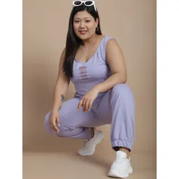 Rigo Plus Size Printed Crop Top With Joggers Co-Ords Set-picture-47