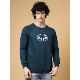 Rigo Teal Boxy Fit Graphic Print Oversized Sweatshirt-picture-11