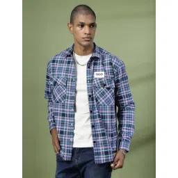 Rigo Teal Cotton Boxy Fit Checks Shacket-picture-20