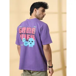 Rigo Unisex Typography Printed Drop-Shoulder Sleeves Cotton Oversized T-shirt-picture-19