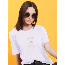 Rigo Women Typography Printed Drop-Shoulder Sleeves T-shirt-picture-35