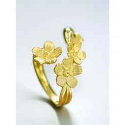 Rihi by P.C. Chandra Jewellers 925 Silver Gold Plated Plum Adjustable Flower Ring for Women & Girls-picture-42