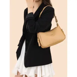 RIJAC Beige MAVI Textured Medium Leather Cross Body Bag-picture-14